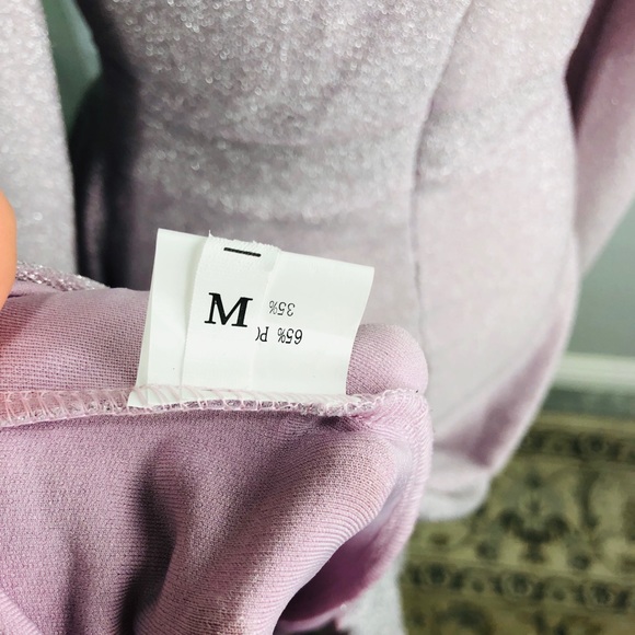 NEW LONG LIGHT PURPLE SPARKLE DRESS SLIT OPENING Off Shoulder - Picture 4 of 6